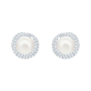 Swarovski Náušnice  perlově bílá / stříbrná