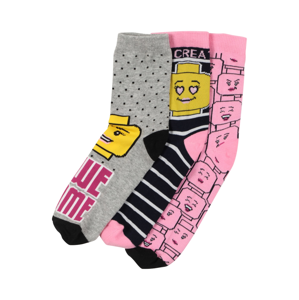 LEGO WEAR Ponožky  světle růžová / šedý melír / žlutá / černá