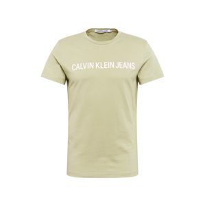Calvin Klein Jeans Tričko 'INSTITUTIONAL'  bílá / světle zelená