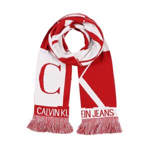 Calvin Klein Jeans Šála 'J MIRROR MONOGRAM SCARF'  červená / bílá