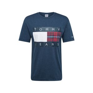 Tommy Jeans Tričko 'PLAID'  modrý melír / námořnická modř / bílá / červená