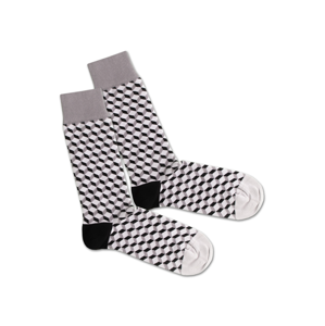 DillySocks Ponožky 'SS20-28 Concrete Dice'  bílá / šedá / černá
