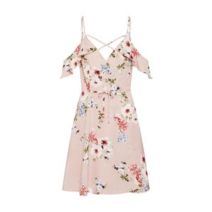 Boohoo Letní šaty 'FLORAL STRAPPY WRAP DRESS'  růžová / bílá
