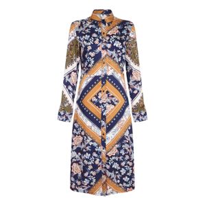 Mela London Letní šaty 'SCARF PRINT SHIRT DRESS'  námořnická modř / okrová