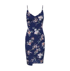 Boohoo Letní šaty 'FLORAL WRAP FRONT SLIP DRESS'  modrá