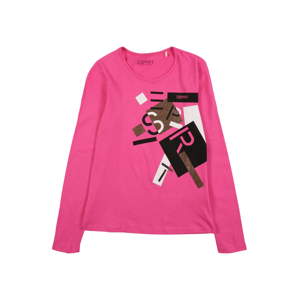 ESPRIT Tričko  pink / bílá / černá / bronzová