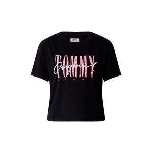 Tommy Jeans Tričko 'TJW Floral'  černá / bílá / pink