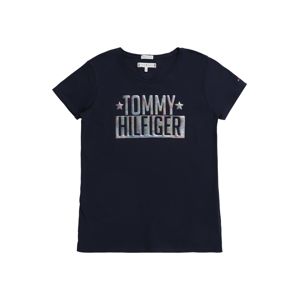 TOMMY HILFIGER Tričko 'FOIL LOGO TEE S/S'  noční modrá / šedá