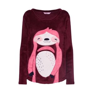 Hunkemöller Tričko na spaní 'Sweater Fleece Sloth'  vínově červená