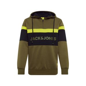 JACK & JONES Mikina  černá / svítivě žlutá / zelená