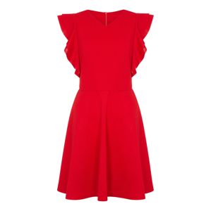 Mela London Letní šaty 'SIDE RUFFLE V NECK DRESS'  červená