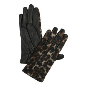 PIECES Prstové rukavice 'PCHAILO LEO LEATHER GLOVES'  béžová / hnědá / černá